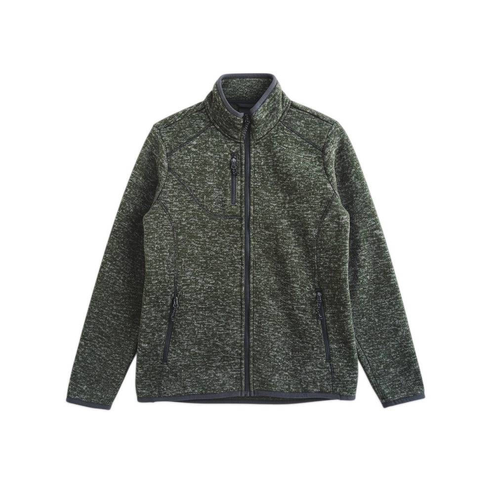 Elevate Fleece Jacket Women Large Green Heathered Full Zip Thumbhole Gorpcore